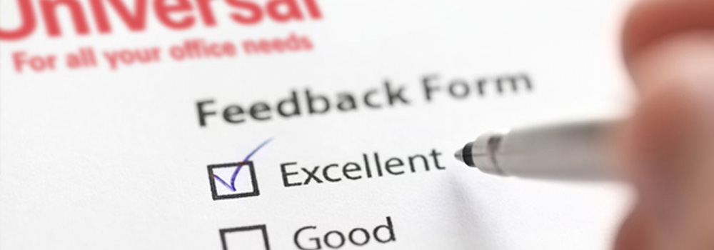 Close up of a feedback form with excellent box checked.